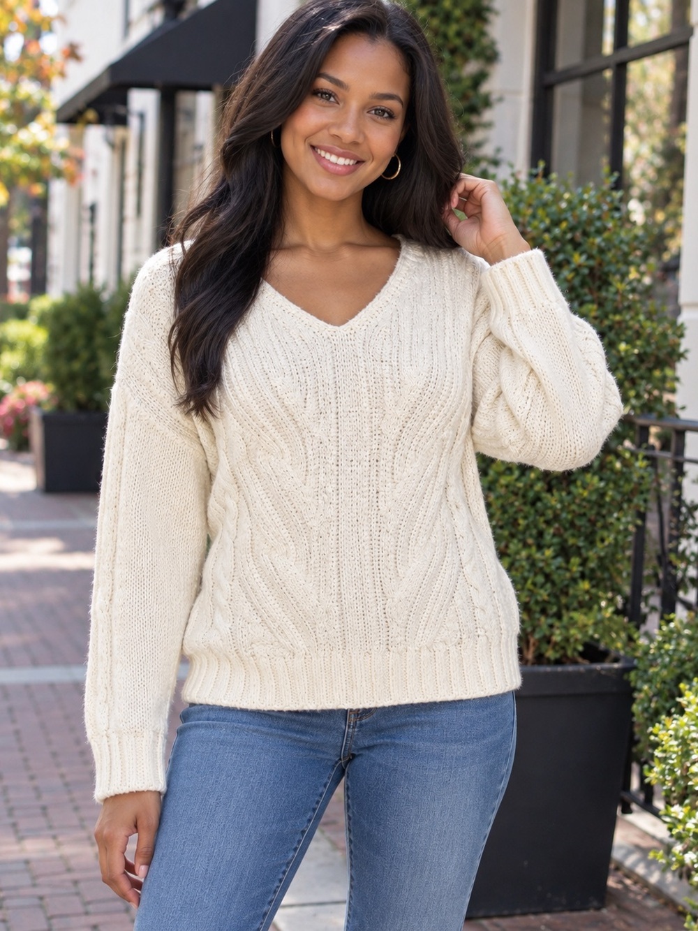 Cupcake Clothing Cream Cable Turtleneck Sweater
